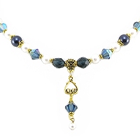 Indego Night Necklace- custom swarovski necklaces, Swarovski Crystal necklaces, Fresh Water Pearls, Cathedral Crystals
