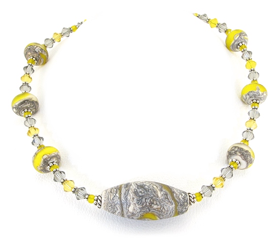 Sun Kissed Sand Necklace-necklace, necklaces, swarovski crystals, sterling silver, lampwork beads