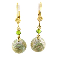 Razzle Dazzle Earrings- earrings, earring, lampwork bead, swarovski crystals