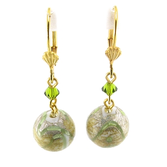 Razzle Dazzle Earrings- earrings, earring, lampwork bead, swarovski crystals