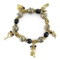 Cappuccino Bracelet- bracelets, swarovski bracelet, lampwork beads, swarovski crystals, charms