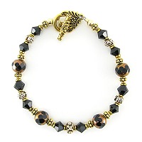 Antique Elegance Bracelet- bracelets, antique bracelet, Black Swarovski Crystals, heirloom 
