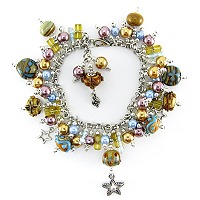 Mingle Bracelet- bracelets, lampwork bracelet, pearls, crystals, charms