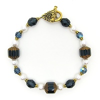 Indigo Night Bracelet- bracelets, unique bracelet, swarovski crystal, freshwater pearl