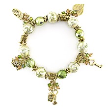 Razzle Dazzle Bracelet- bracelets, swarovski bracelet, lampwork beads, gold tone charms