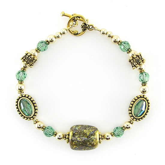 Treasure Island Bracelet-Treasure Island Bracelet, Swarovski Crystals, Lampwork Beads, Treasures