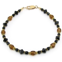 Brown & Black Swarovski Crystal, Firepolish and 14 K Gold Filled Ankle Bracelet-ankle bracelets, ankle bracelet, anklets, anklet, swarovski, 14 k Gold filled beads