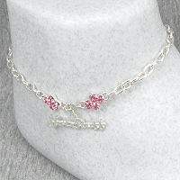 Hot Stuff Pink Ankle Bracelet-ankle bracelets, ankle bracelet, anklets, anklet, Swarovski Crystal, Sterling Silver, chain  
