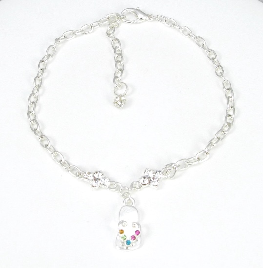 Flip Flop Crystal Ankle Bracelet-ankle bracelets, ankle bracelet, anklets, anklet, flip flop, sandal, crystal, chain