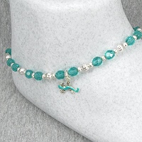Teal Lizard Beaded Ankle Bracelet-ankle bracelets, ankle bracelet, anklets, anklet, silver, lizard