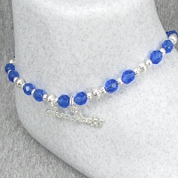Hot Stuff Blue Beaded Ankle Bracelet-ankle bracelets, ankle bracelet, anklets, anklet, silver