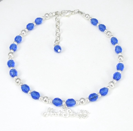 Hot Stuff Blue Beaded Ankle Bracelet-ankle bracelets, ankle bracelet, anklets, anklet, silver