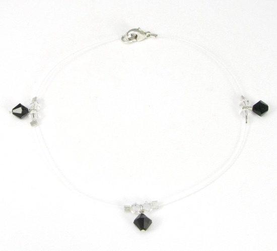 Black Illusion Dangle Ankle Bracelet-ankle bracelets, ankle bracelet, anklets, anklet, illusion, Swarovski, crystal