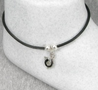 Black Lizard Leather Ankle Bracelet-ankle bracelets, ankle bracelet, anklets, anklet, leather, lizard, Sterling Silver