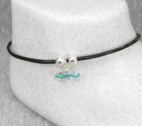 Teal Lizard Leather Ankle Bracelet-ankle bracelets, ankle bracelet, anklets, anklet, leather, lizard, Sterling Silver
