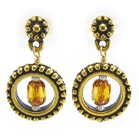 Amber Gold Tone Earrings-Amber Gold Tone Earrings
