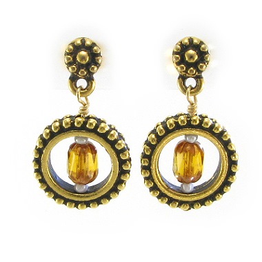 Amber Gold Tone Earrings-Amber Gold Tone Earrings