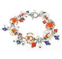 Favorite Football Team Bracelet-bracelet, bracelets, football, broncos, Swarovski Crystals, Sterling Silver, Lampwork Beads