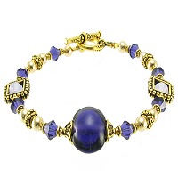 Purple Passion Bracelet-Purple Passion Bracelet, Lampwork Beads, Swarovski Crystals, Geometric Shapes