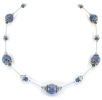 Denim Dream Necklace-sponge coral necklaces, swarovski crystals necklace