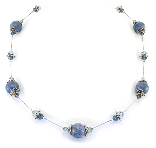 Denim Dream Necklace-sponge coral necklaces, swarovski crystals necklace