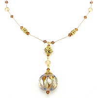 Butterscotch Drop Necklace-lampwork bead necklaces
