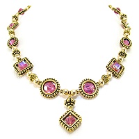 Pink Paradise Swarovski Necklace- Swarovski Necklaces, Swarovski Crystals, gold tone, crystals
