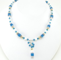 Blue Carribean Necklace- necklaces, necklace, swarovski crystals, sterling silver, freshwater pearls